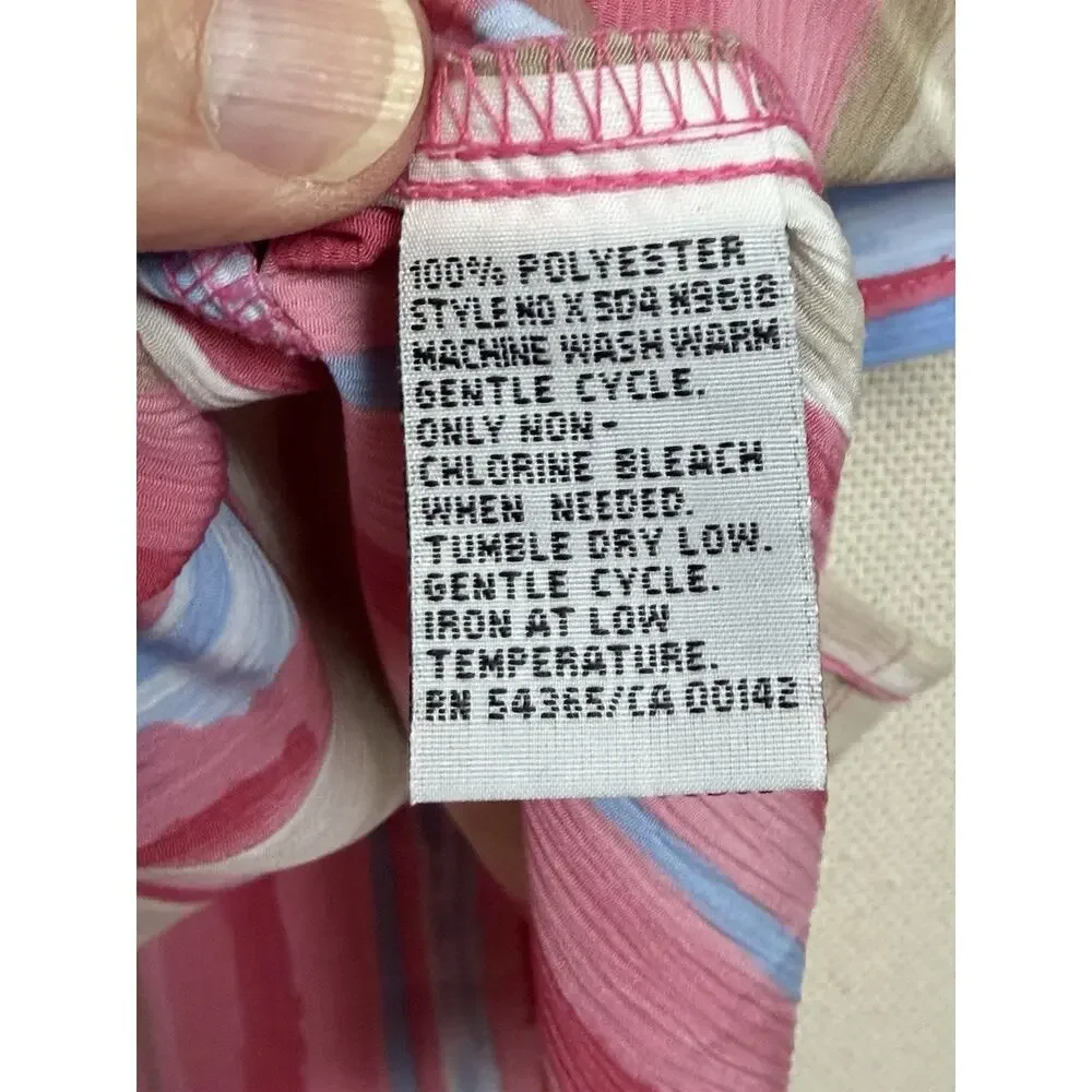 Vintage 80s Alia Striped Blouse Top 18W Button Up Short Sleeves Shoulder Pads - Picture 9 of 12